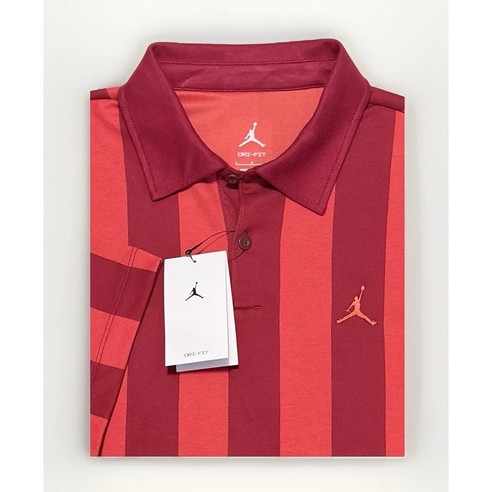 Nike Jordan Sport Dri-FIT Golf Polo Shirt Mens L Red Stripe IF2930-657 NEW